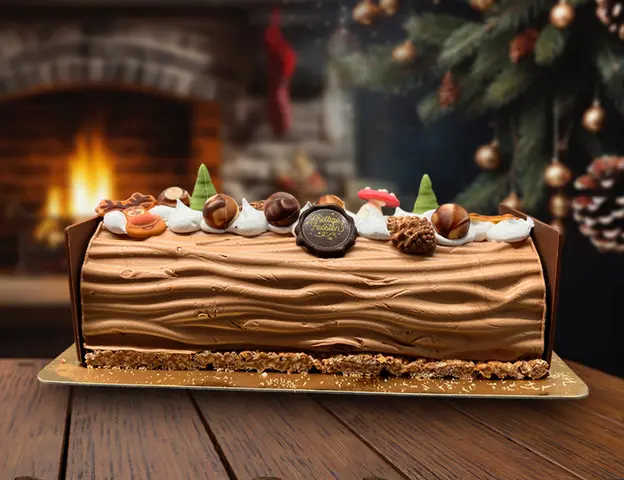 Kerstbuche 'Rudolf' (8-10p) vanille en chocolade roomijs
